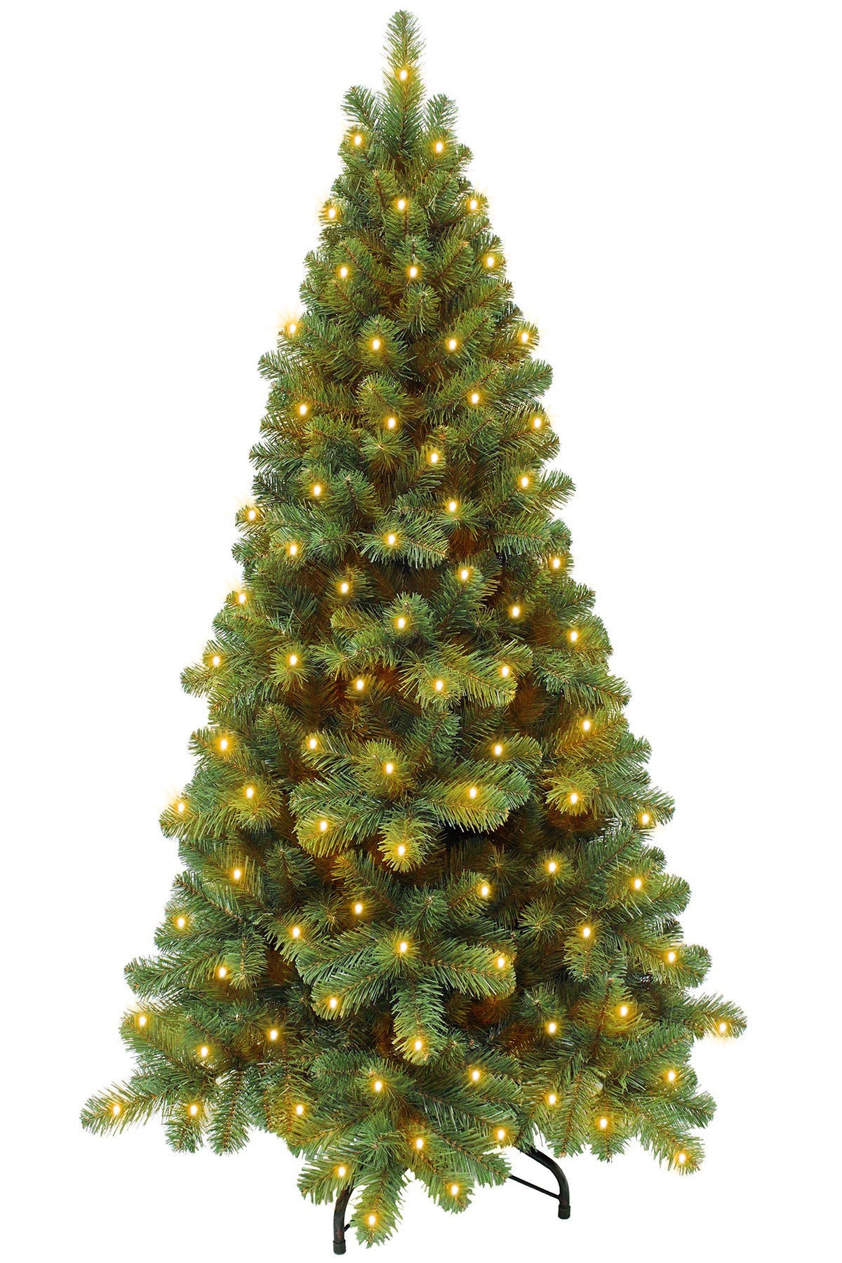 5ft Pencil Pine Christmas Tree Hinged Green 1.52m with 260 LED - Artificial Xmas Tree
