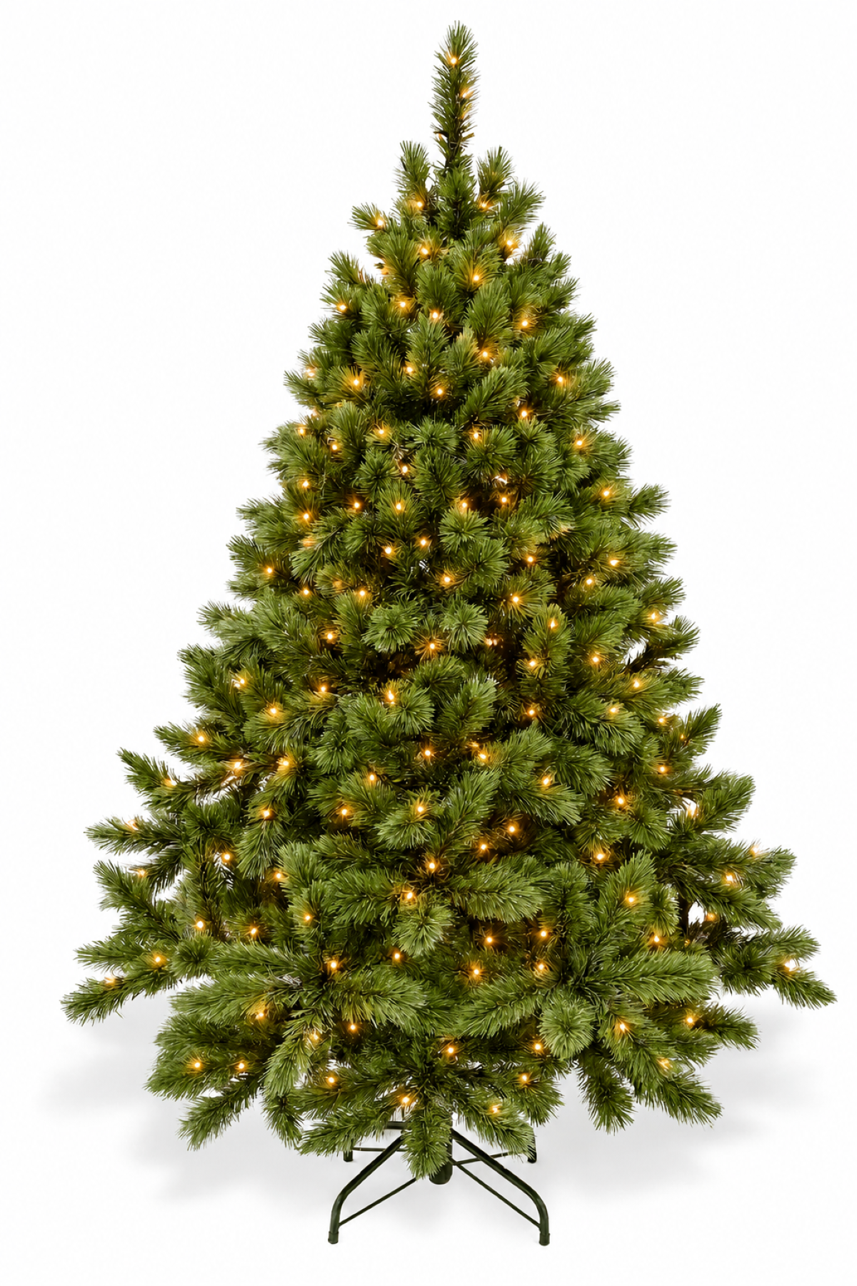 6ft Pitch Pine Christmas Tree Green 1.83m Hinged pre lit with 420 LED's