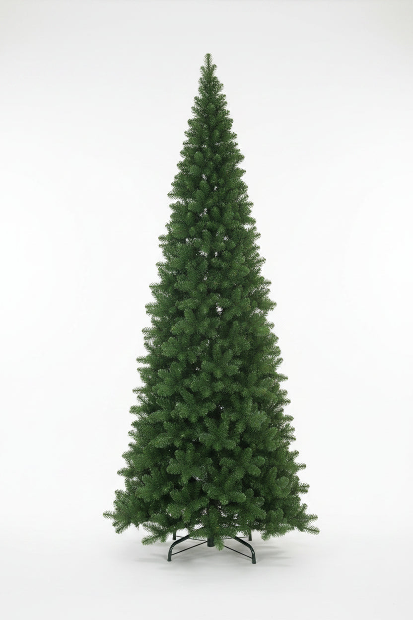 12ft Pencil Pine Christmas Tree Green 3.66m Hinged - Artificial Xmas Tree
