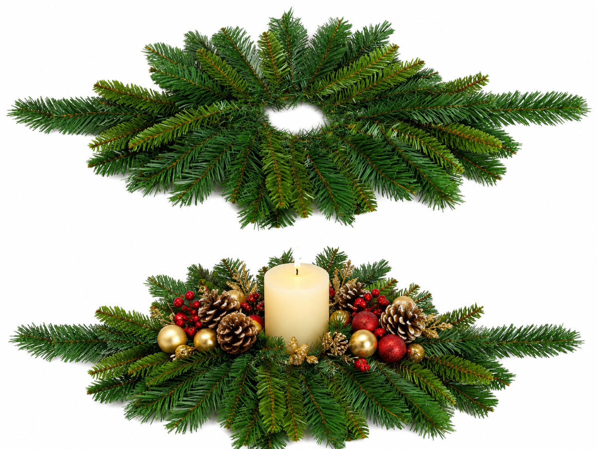 Centro de mesa navideño de pino verde New Hampshire, 71 cm