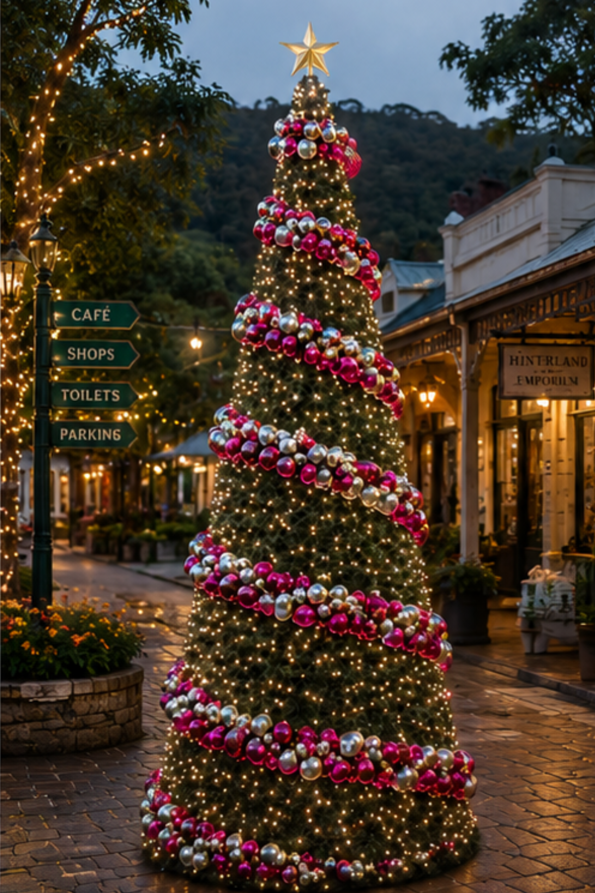 New Hamsphire Cone Christmas Tree with Decoration & Light Kit