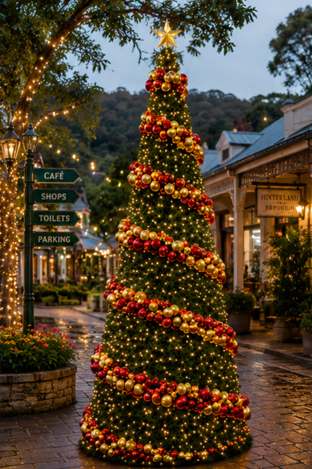 New Hamsphire Cone Christmas Tree with Decoration & Light Kit