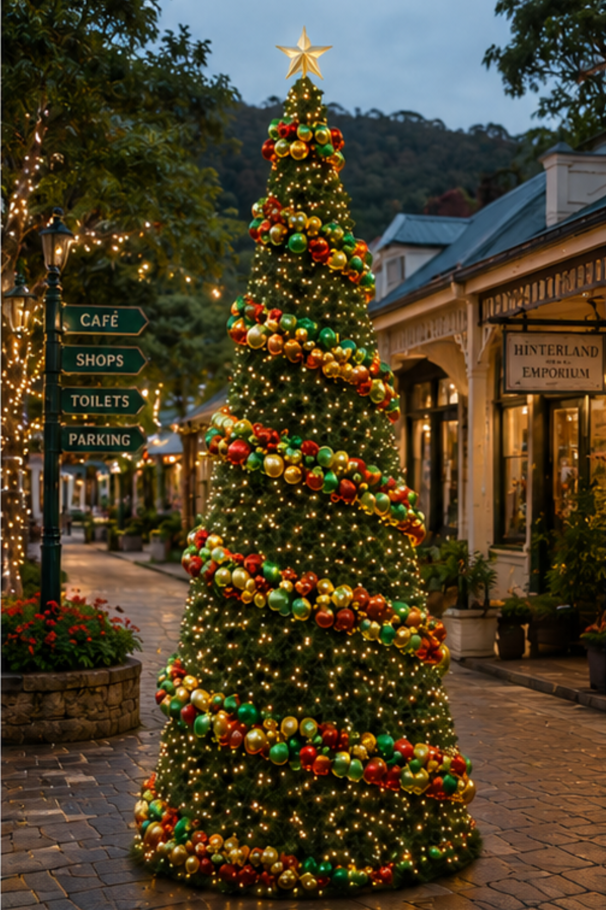 New Hamsphire Cone Christmas Tree with Decoration & Light Kit