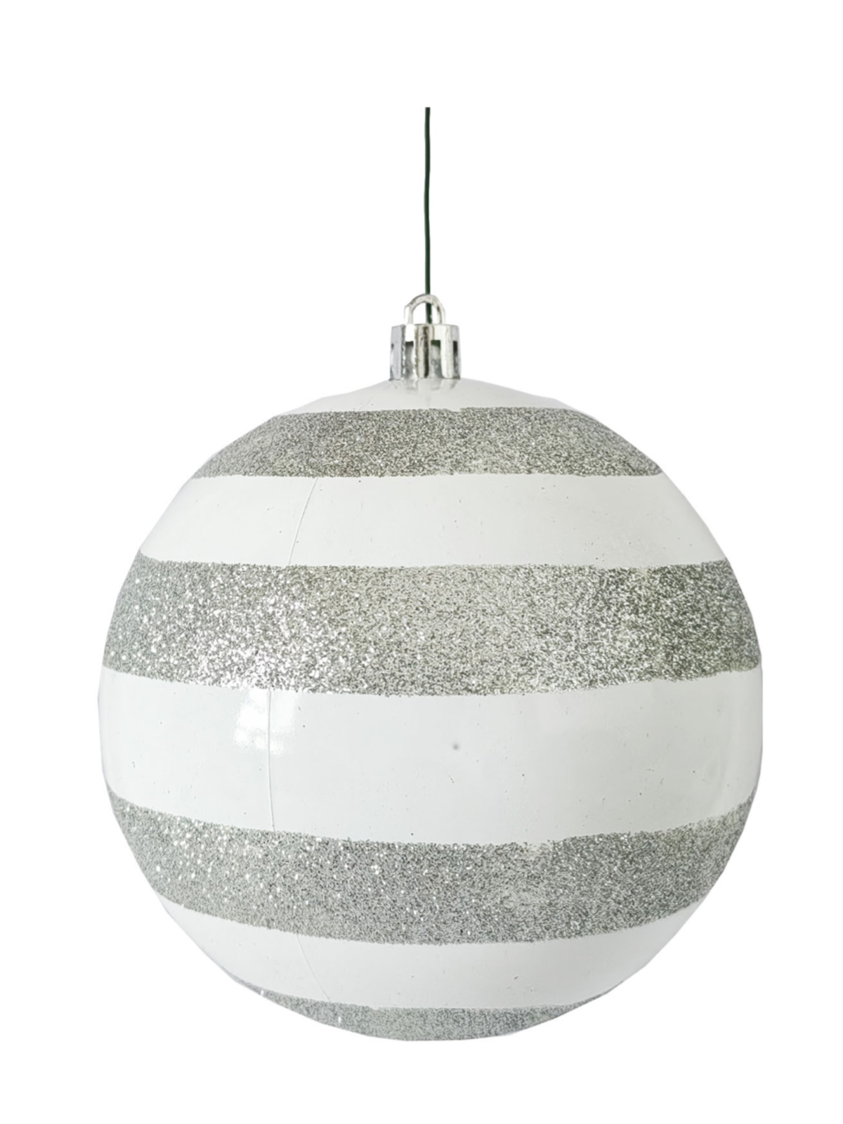 Christmas Ball 100mm Pearl with Glitter Swirl Silver - Artificial Xmas Tree