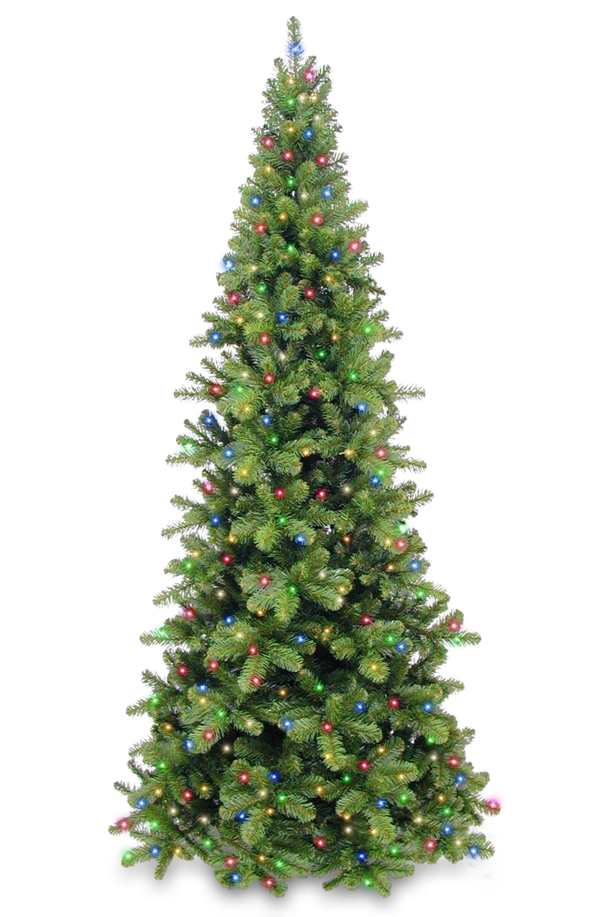 10ft Pencil Pine Christmas Tree Green 3.05m Hinged Prelit - Artificial Xmas Tree