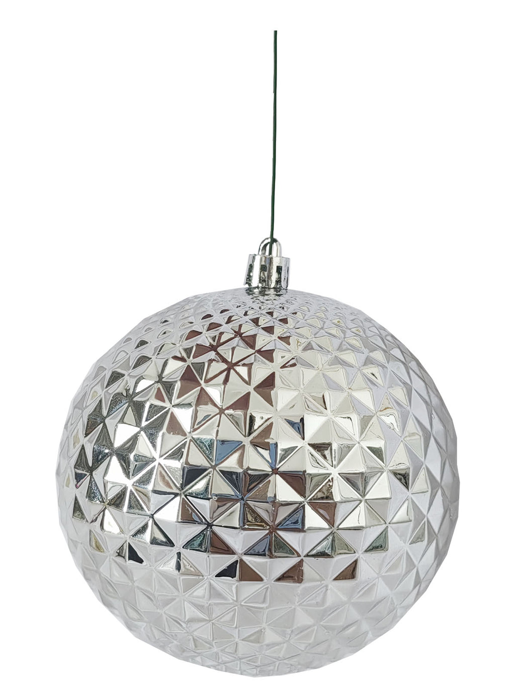 Christmas Ball 100mm Pineapple Textured Silver - Artificial Xmas Tree