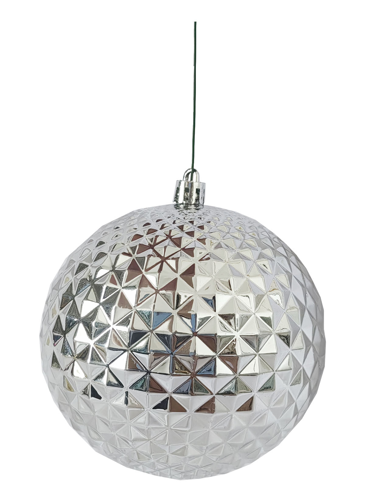 Christmas Ball 100mm Pineapple Textured Silver - Artificial Xmas Tree