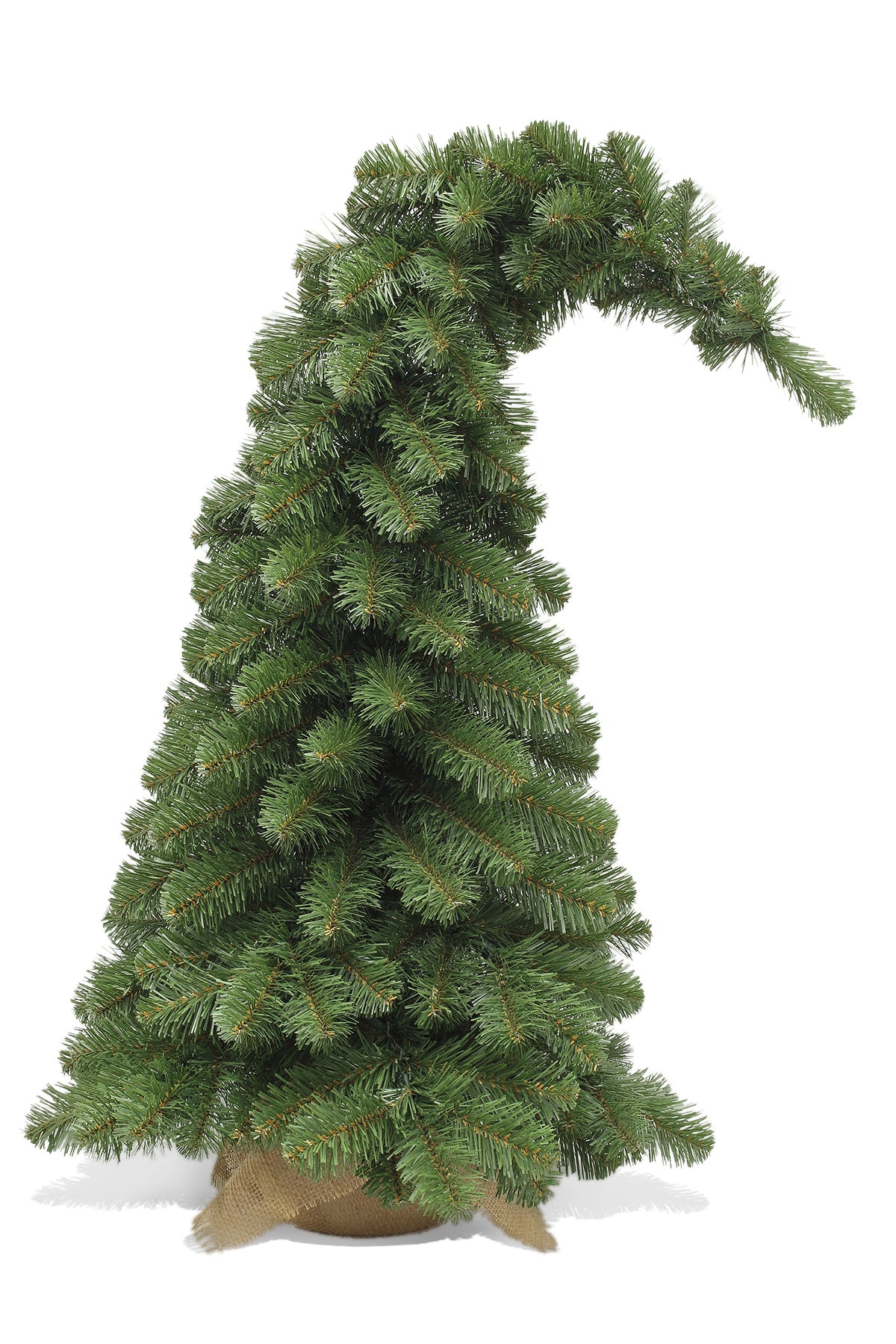 2.5ft Santa's Hat mini Christmas Tree with burlap base 75cm - Artificial Xmas Tree