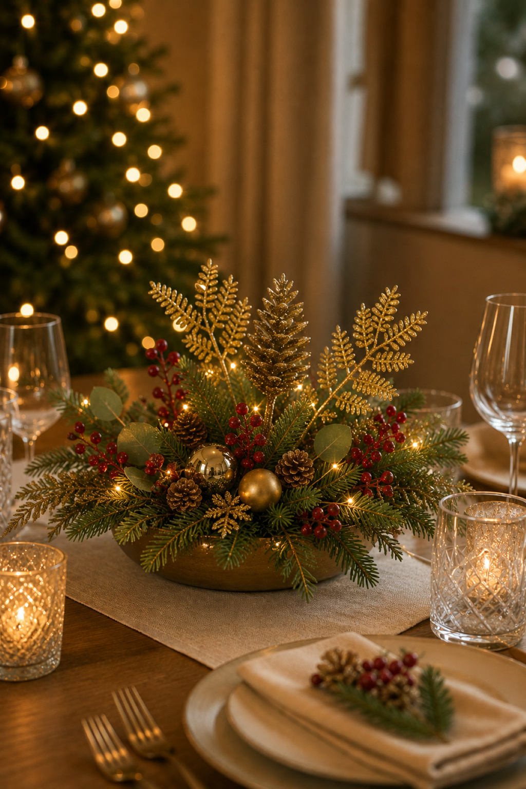 Pine Cone Spray Christmas Decoration Gold