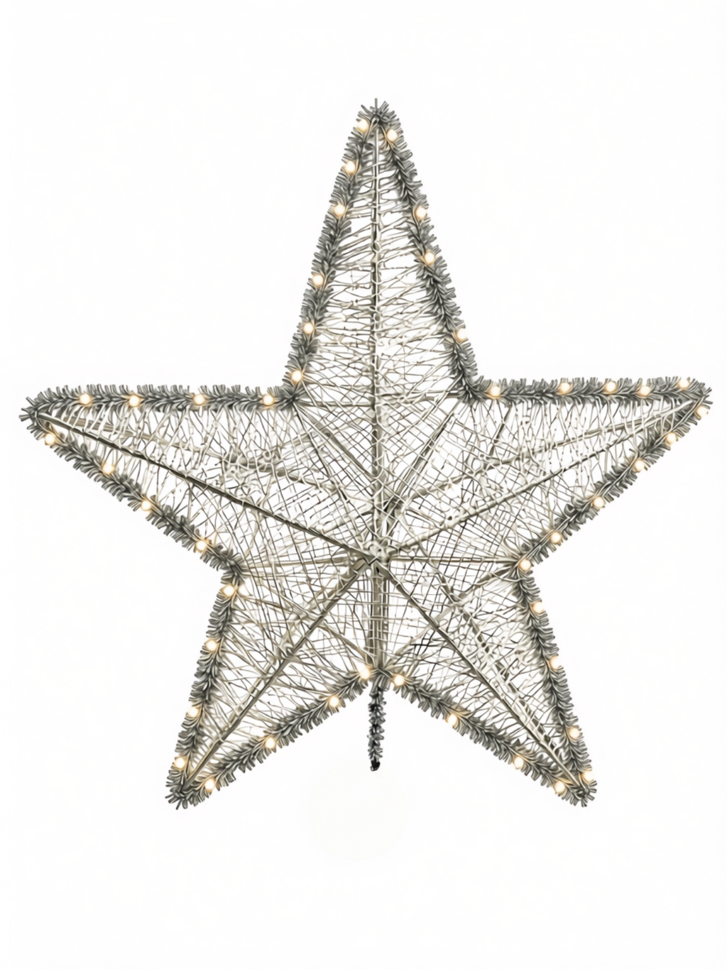 25 inch Star Christmas Tree Topper 64cm Silver with Lights