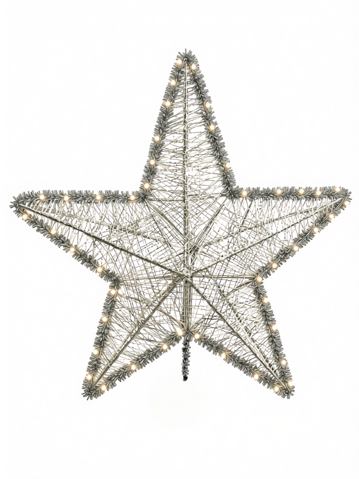 25 inch Star Christmas Tree Topper 64cm Silver with Lights