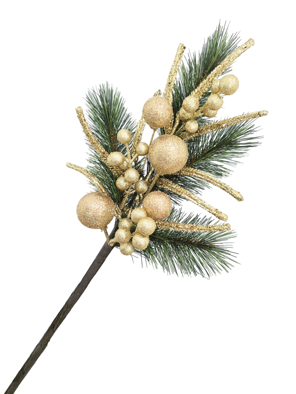18 inch Pine Needle Spray with Gold Balls 46cm