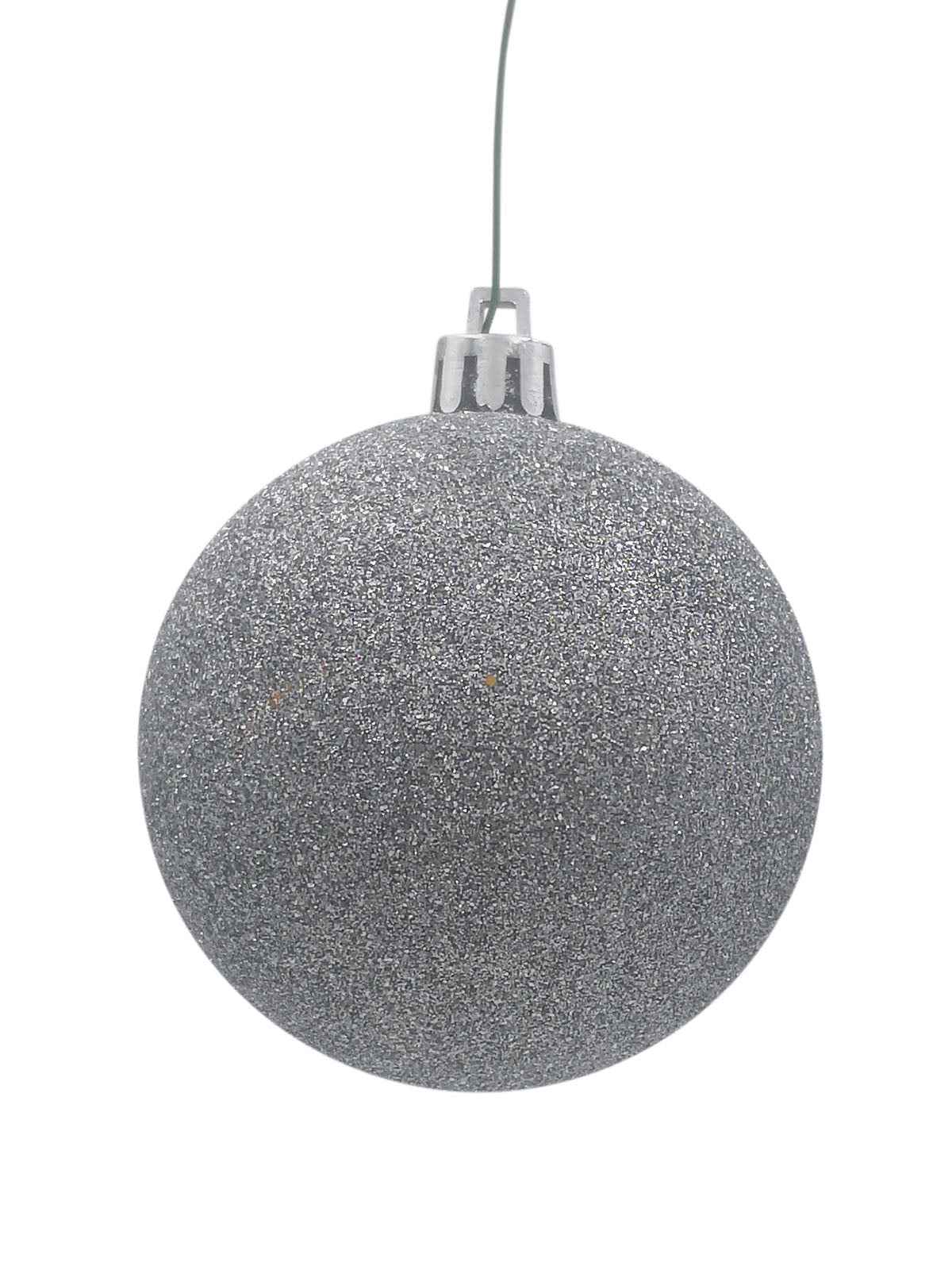 Christmas Ball 100mm Glitter Silver