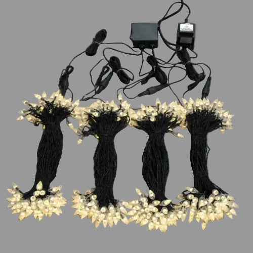 Outdoor Commercial Christmas LED x 416 Warm White Light ACORN Capped with Green cord