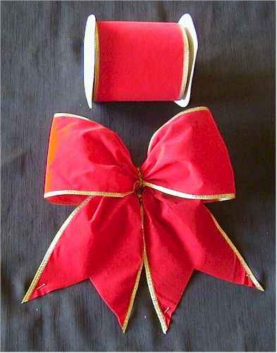 Bow Red Velvet with Gold Trim - Wired 26cm