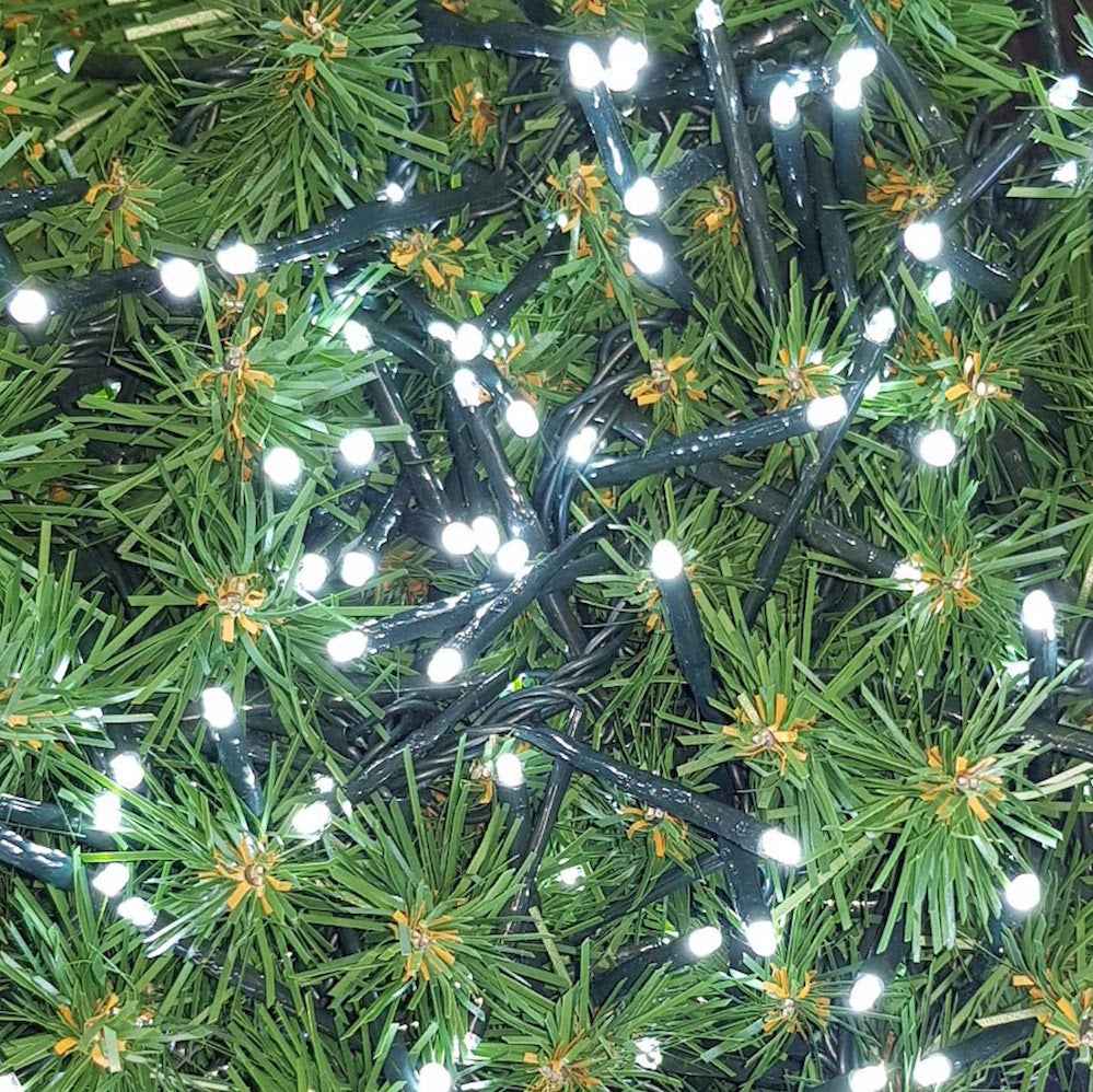 Christmas Garland Lights 200 LED Static Lights White Colour Connecting String + Transformer