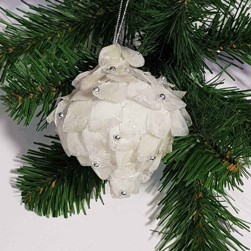 Christmas tree decoration Iridescent mica Pomegranate - Cream