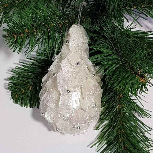 Christmas decoration Iridescent mica Pear - Cream