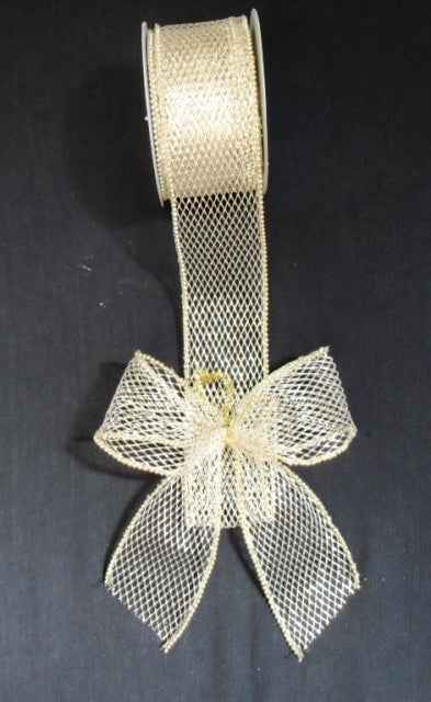 Bow Gold Wide Weave Mesh - Wired 22cm