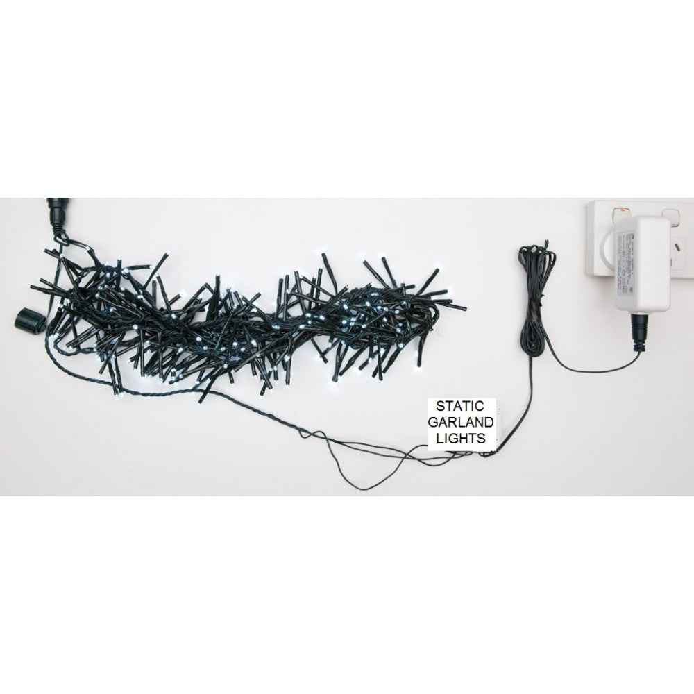 Christmas Garland Lights 200 LED Static Lights White Colour Connecting String + Transformer