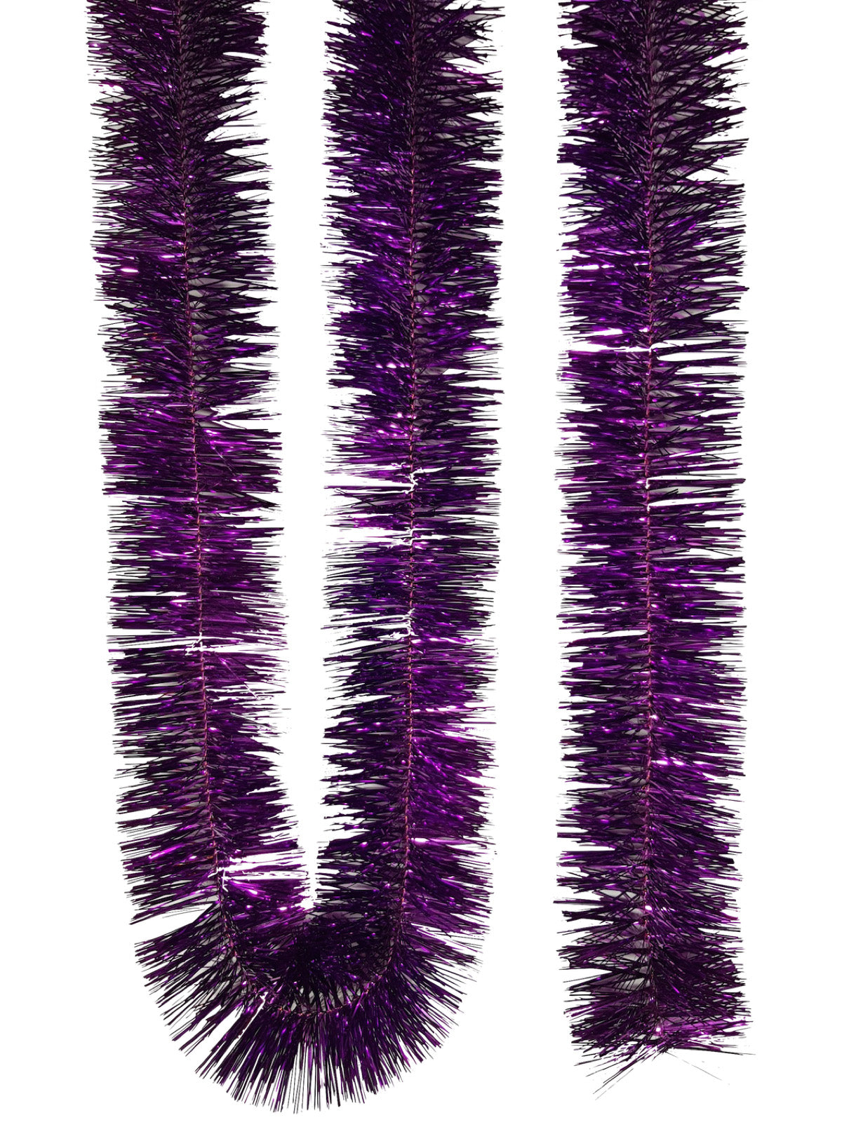 Tinsel 5.5m (18ft) 4 ply - 100mm Purple - Artificial Xmas Tree