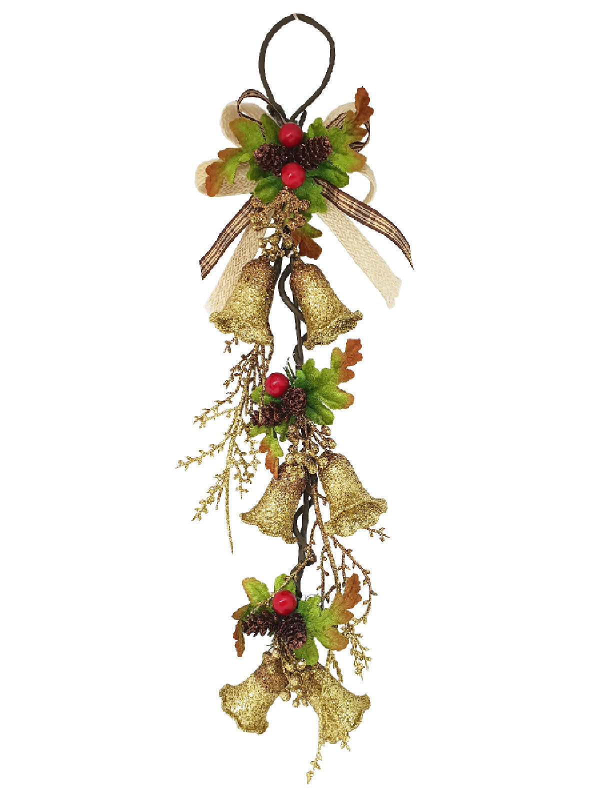 Bell Mini Garland, Christmas Decoration 46cm Gold - Artificial Xmas Tree