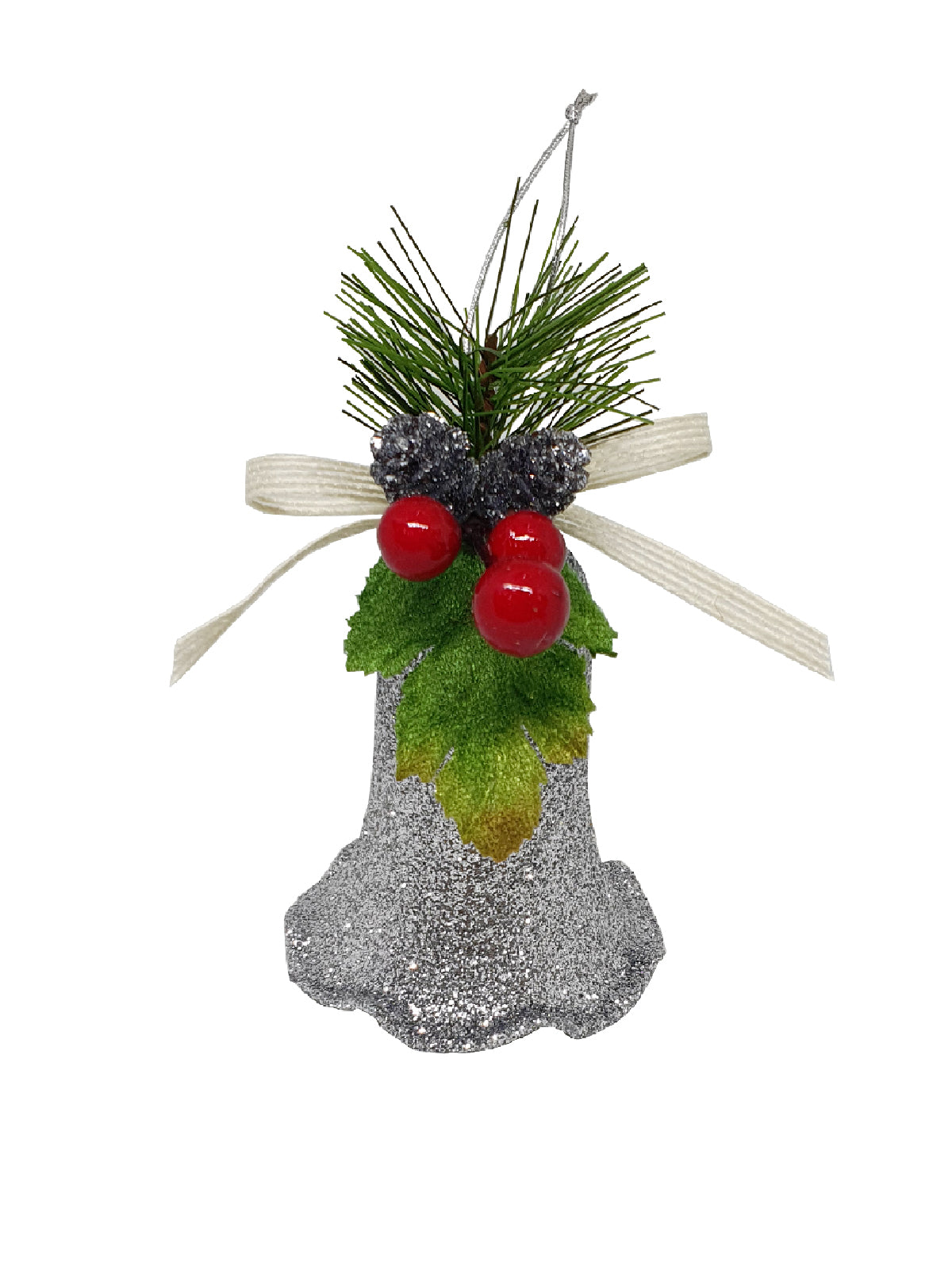 5.5 inch Bell single Christmas Decoration 14cm Silver - Artificial Xmas Tree
