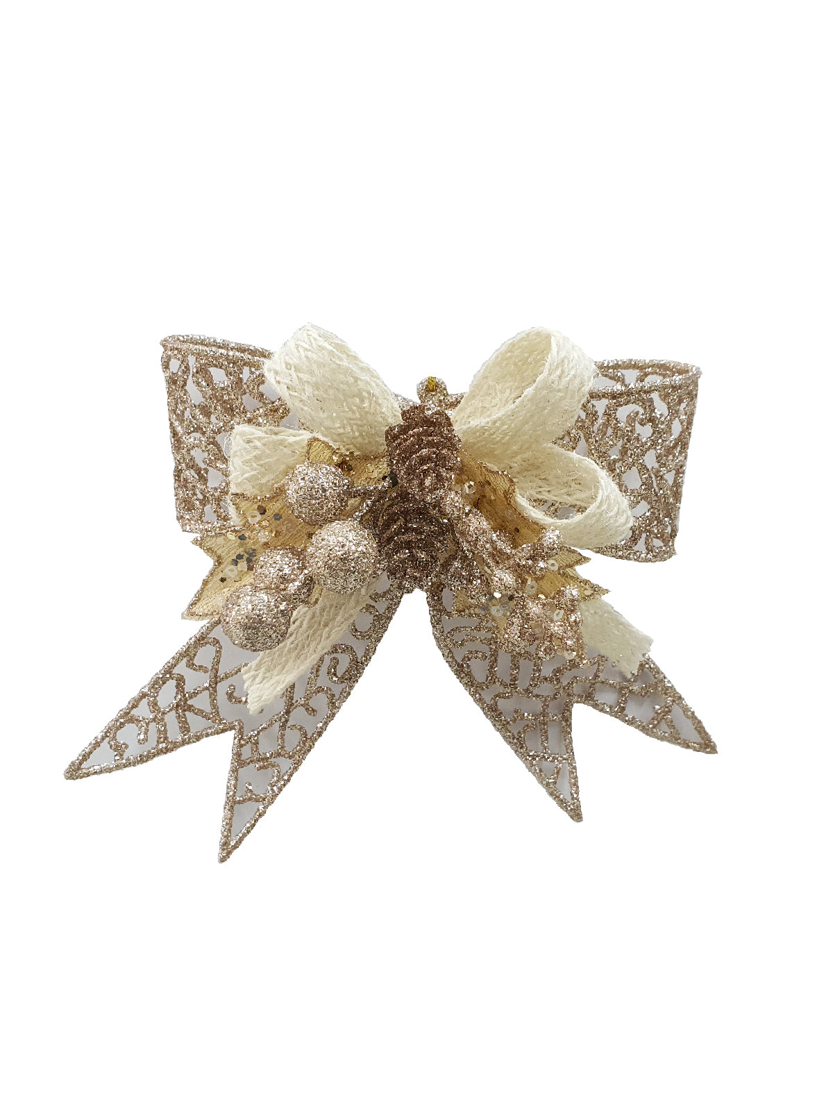 5 inch Bow Christmas Decoration 13cm Champagne - Artificial Xmas Tree