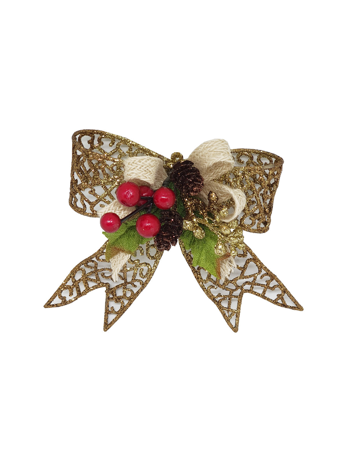 5 inch Bow Christmas Decoration 13cm Gold - Artificial Xmas Tree
