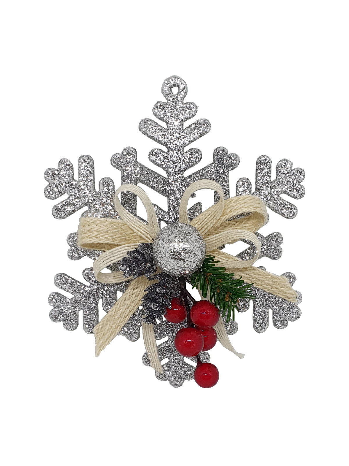 6 inch Snowflake Christmas Decoration 15cm Silver - Artificial Xmas Tree