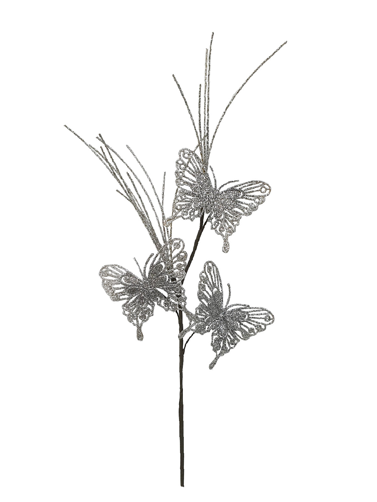 24 inch Butterfly Spray Christmas Decoration 61cm Silver - Artificial Xmas Tree