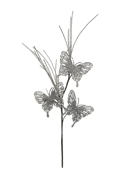 24 inch Butterfly Spray Christmas Decoration 61cm Silver - Artificial Xmas Tree