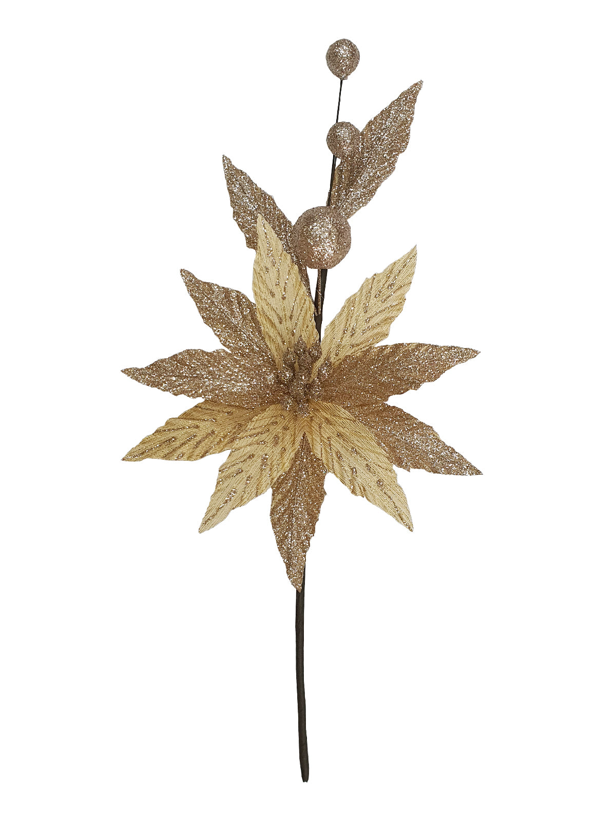 13.5 inch Poinsettia Pick 34cm Champagne - Artificial Xmas Tree