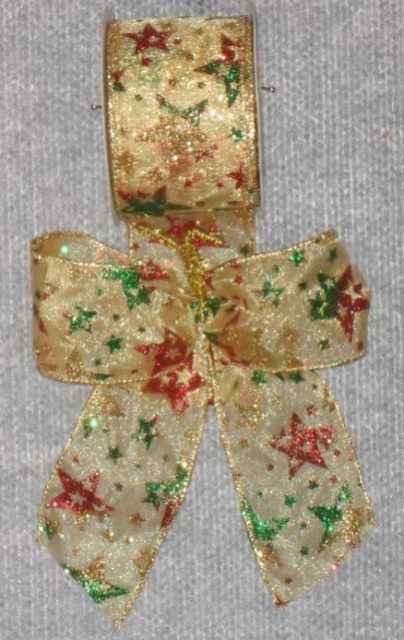 Bow Gold Organza Glitter Stars - Wired 20cm