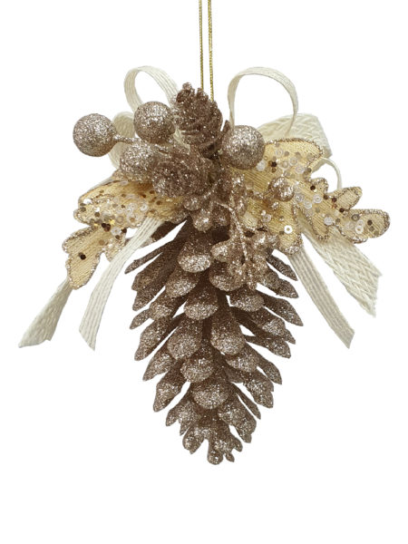 6 inch Pinecone Christmas Decoration 15cm Champagne XT009CP