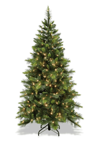 6.5ft Slim Ponderosa Pine Christmas Tree 1.98m Hinged with 360 Lights