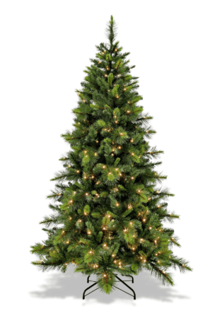 7.5ft Slim Ponderosa Pine Christmas Tree 2.28m Hinged with 460 Lights