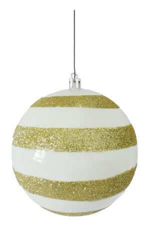 Christmas Ball 100mm Pearl with Glitter Swirl Gold