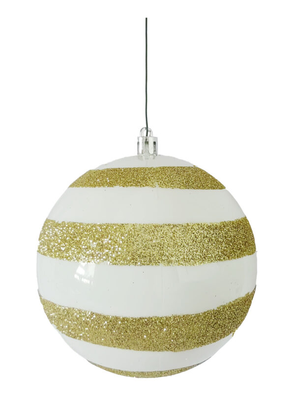Christmas Ball 100mm Pearl with Glitter Swirl Gold